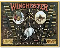 Winchester Arms Bullet Board Ammunition Ammo Firearms Guns Hunt Metal Tin Sign 8x12 Inches