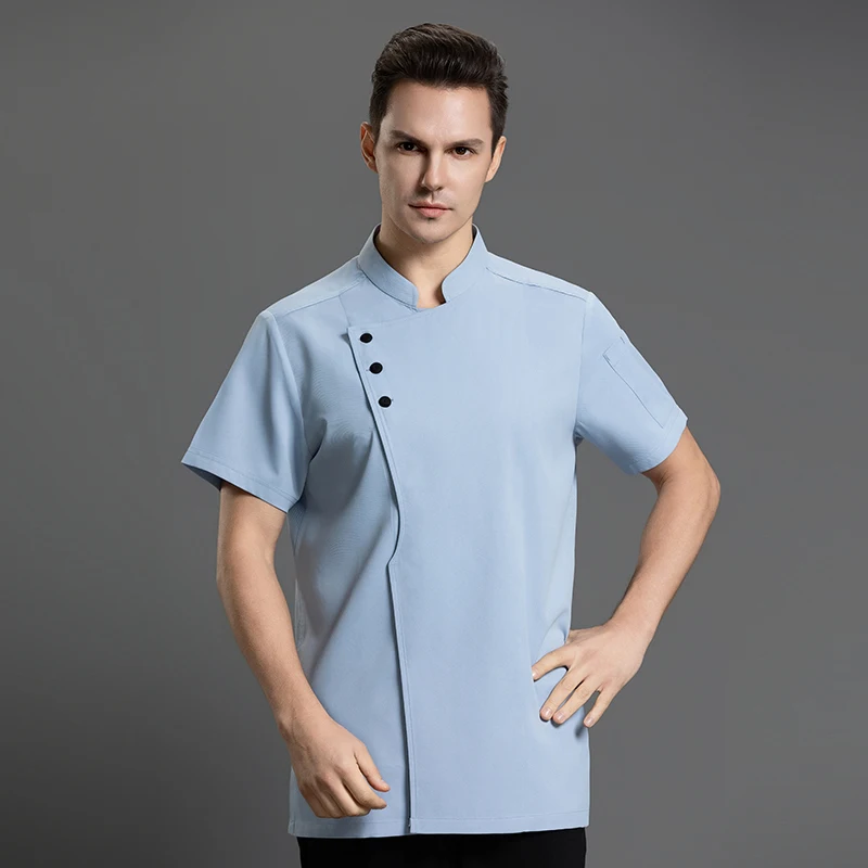 Uniforme Restaurante de manga curta para Mulheres e Homens, Casaco Cozinha, Cozinhando Jaqueta, Roupas Chef, Cozinheiro Camisa, Café Workwear, Food Service, Uniforme Hotel