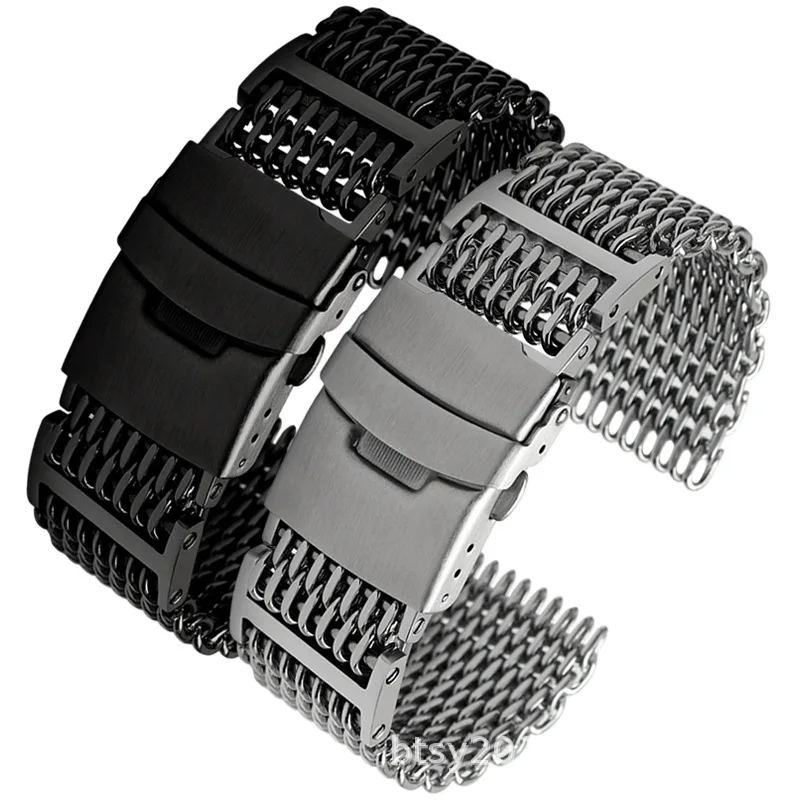 Kushawang Solid Fine Steel Watch Band For Seiko No. 5 / Water Ghost / Abalone / Diving Can Steel Watch Strap Male 20mm 22mm 24mm