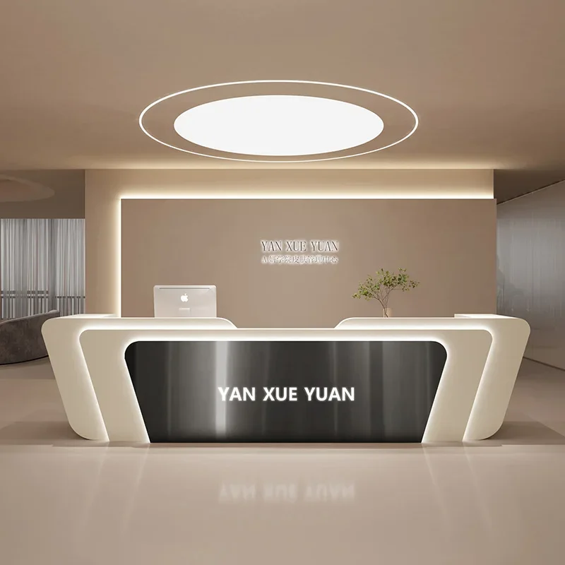 Stainless Steel Checkout Reception Desk Simple Modern Beauty Dental Bar Training Institution Company Empfangs Theke Furniture