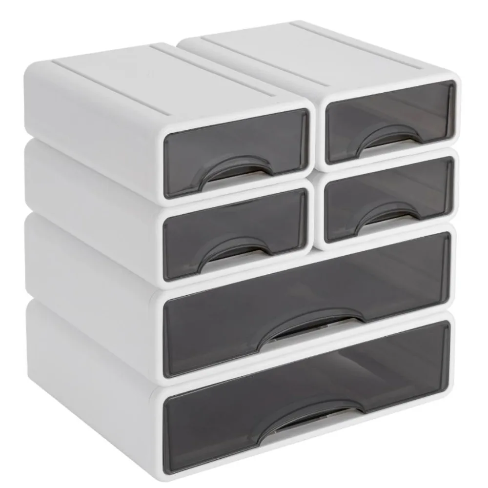 

Пластиковый органайзер для ящиков с 2 большими и 4 маленькими контейнерами, штабелируемый, разборный, для офиса, школы, ванной комнаты