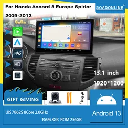 Android13 13.1 inch For Honda Accord 8 Europe Spirior  2009-2013 UIS7862 8+256gb Car Navigation CarPlay Car Radio Dual system