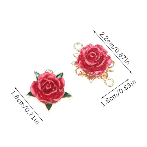5 पीस लाल गुलाब रैक प्लेटिंग मिश्र धातु पेंडेंट सहायक उपकरण हार कंगन आभूषण बनाने सजावट उपहार के लिए 10 best sales गुलाब के आकर्षण - №5