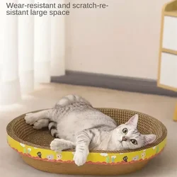 Durable Oval Corrugated Scratcher Board with Accessories for Grinding Claws and Providing Fun Toys for Cats