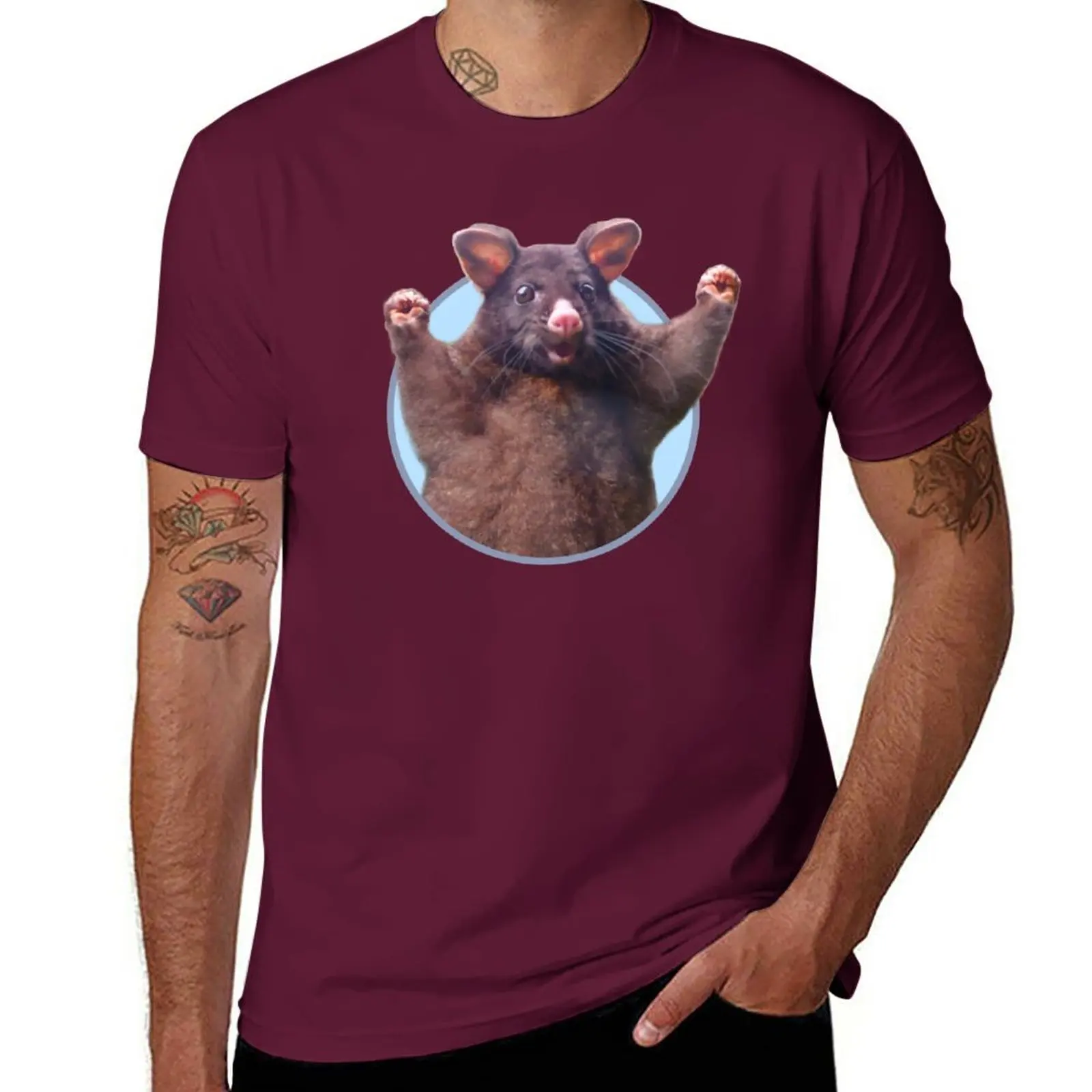 New Copy of wahoo rat - positive possum meme (improved) T-Shirt T-shirt short Short sleeve plain t shirts men