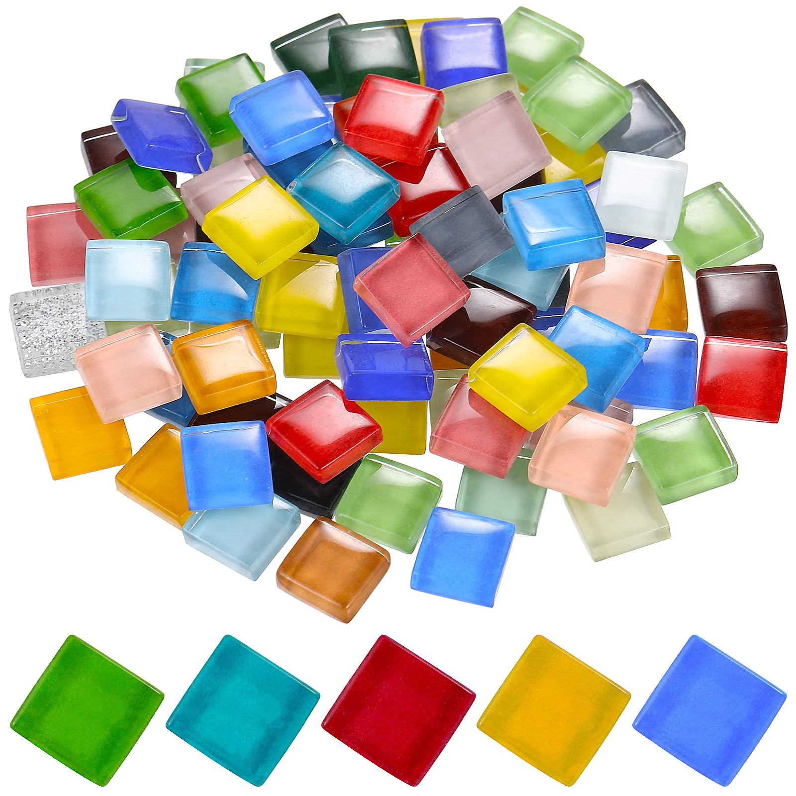 

1200 Pcs Mosaic Tiles for DIY Crafts Crystal Glass Marseille Square Shape Gems Brick Flat Marbles Child