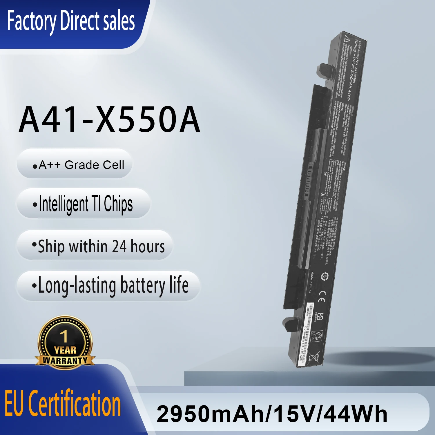 A41-X550A Laptop Battery for Asus A41-X550 R510C X550A X550C X550L X550J R510 R510L X550CA X552E X550V K550L F550V F550C P550C