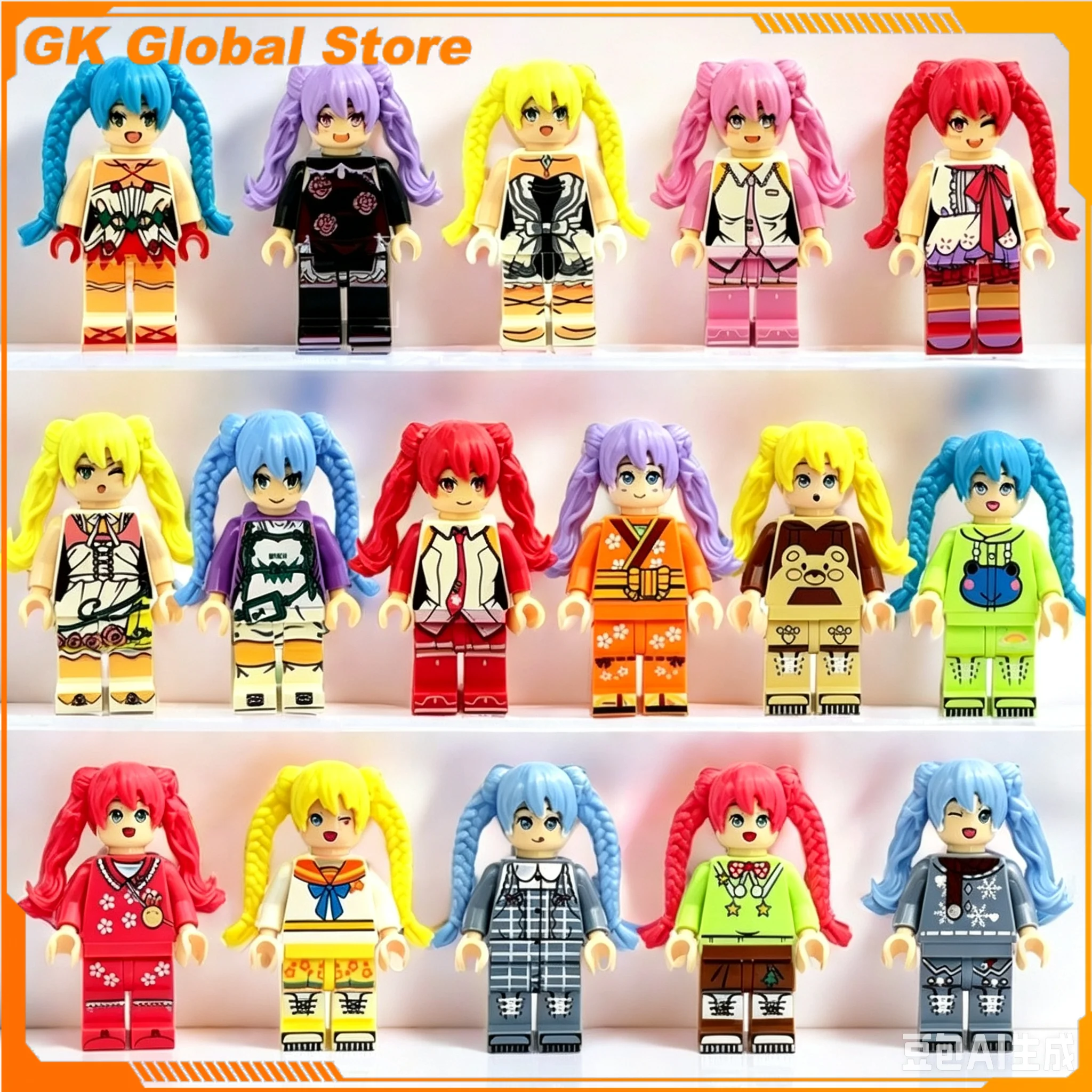 

Anime Figure 5cm Cute Girl Peripheral PVC Model Assembling Building Blocks Desktop Decoration Ornaments Birthday Gift Toys
