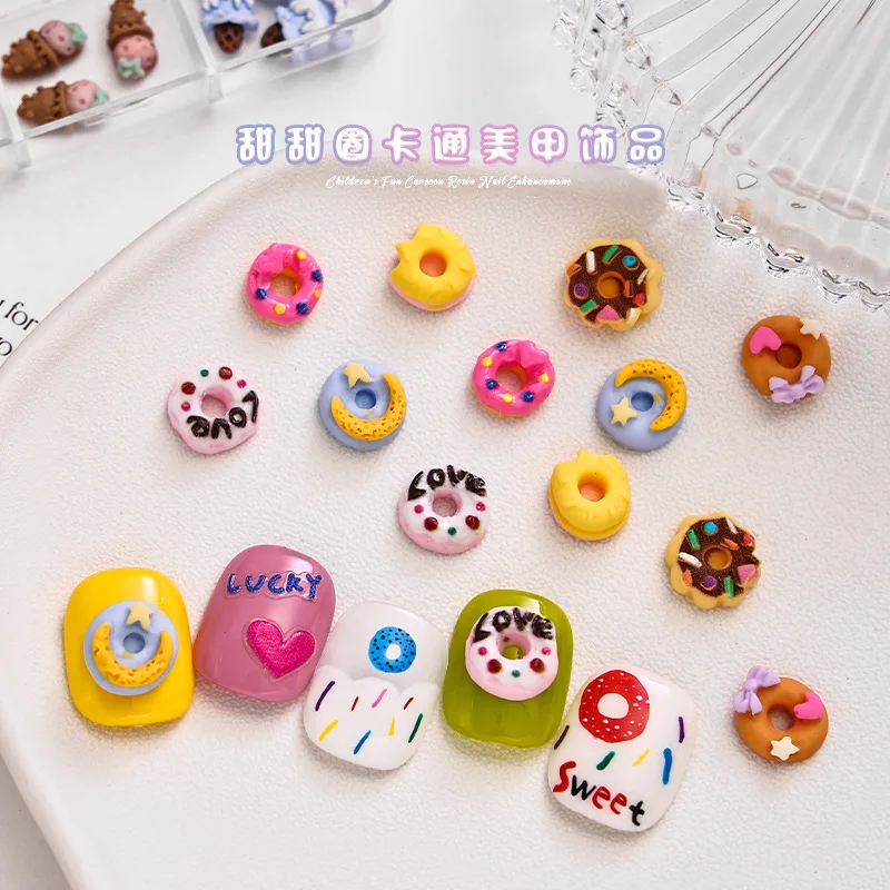 20PCS 3D Mix Colorful Ice Cream Donuts Cute Bear Christmas Resin Nail Art Rhinestone Decoration Manicure Parts Supplies Charms