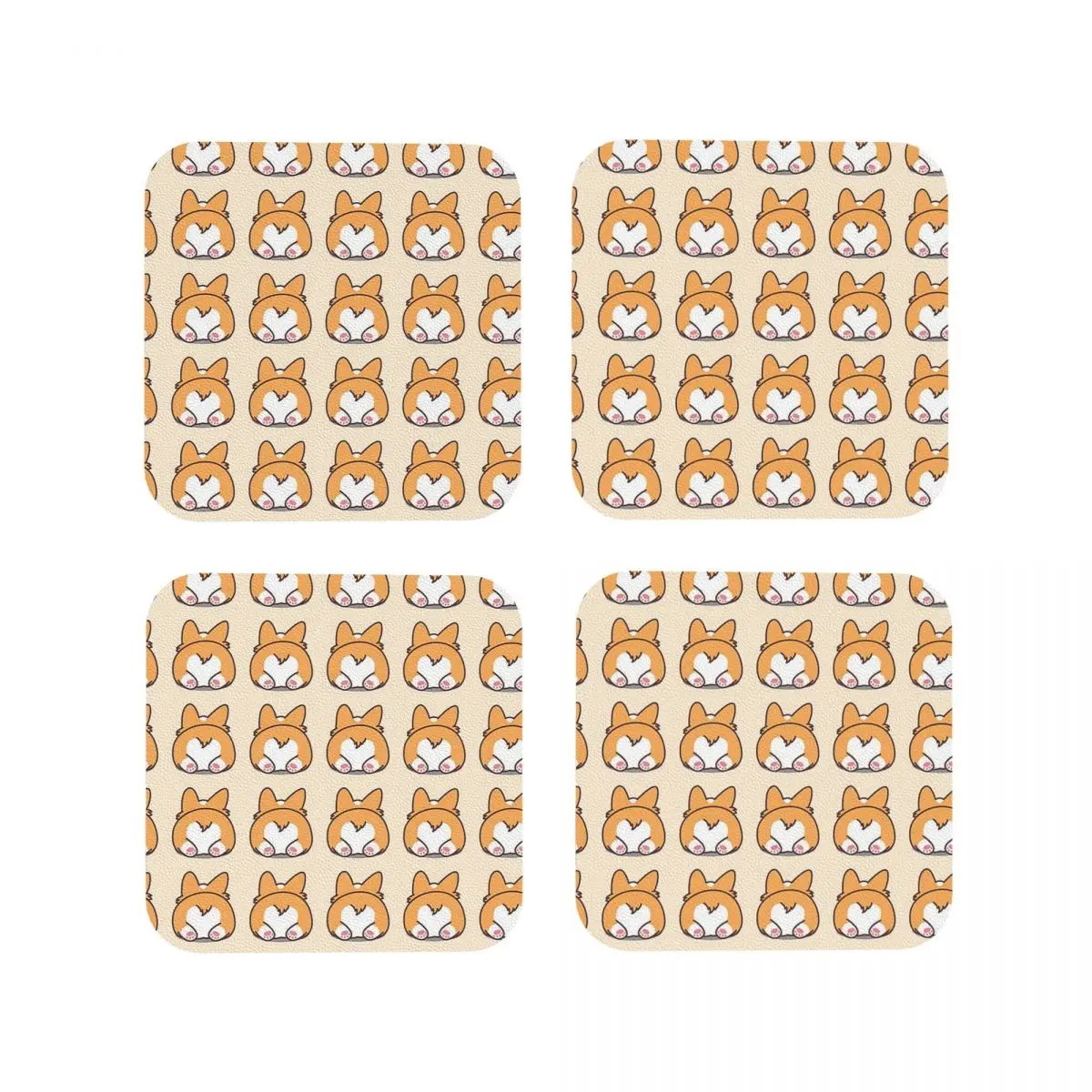 Cute Corgi Butt Coasters Kitchen Placemats Waterproof Insulation Cup Coffee Mats For Decor Home Tableware Pads Set of 4