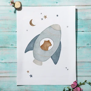 Boho Space Canvas Pflegeposter, Kaninchen, Igel, Biene, Blumen, Krankenschwester Wandkunst, Druckmalerei, Baby, Kinderzimmer, Heimdekoration 6 Hauptverkaufsflächenbiene - №5