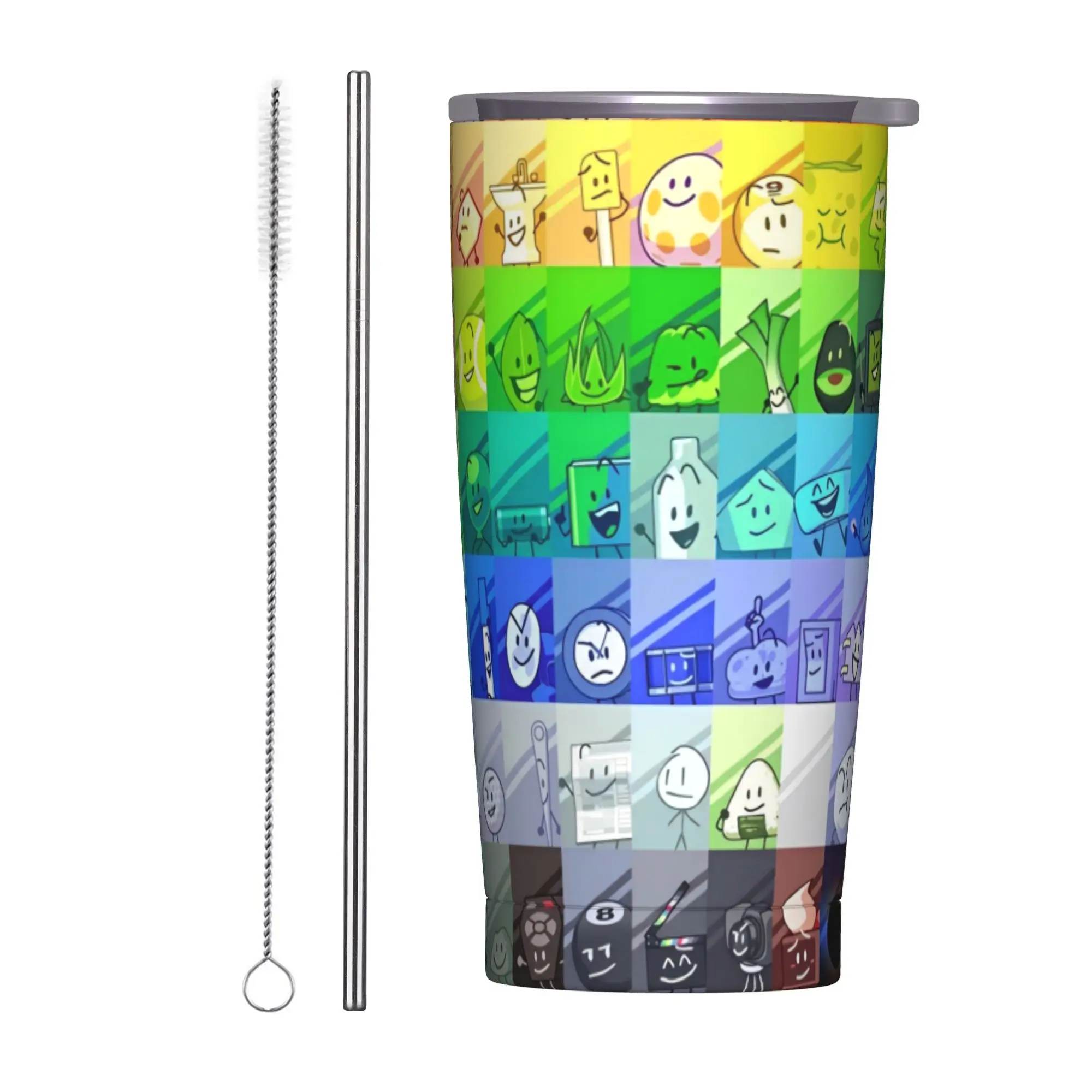 BFDI Inanimate Tumbler Vacuum Insulated Battle for Dream Island Coffee Cups Stainless Steel Home Mugs Hot Cold Drink, 20oz