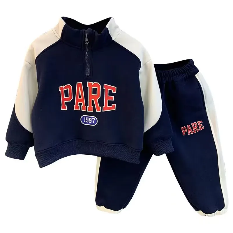 Jongens Lente Pak 2023 Nieuwe Modieuze Kinder Baby Trui Broek 2 Stuks Herfst Sportkleding Set