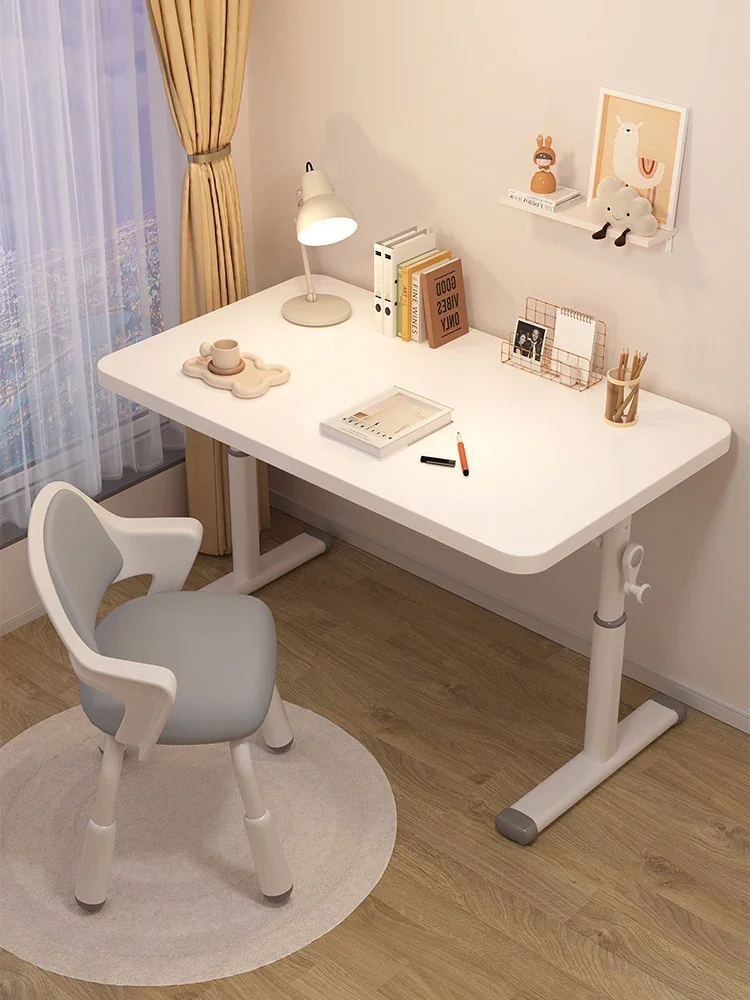 Lifting children's study desk, simple desk, primary school student desk and chair set, home bedroom table