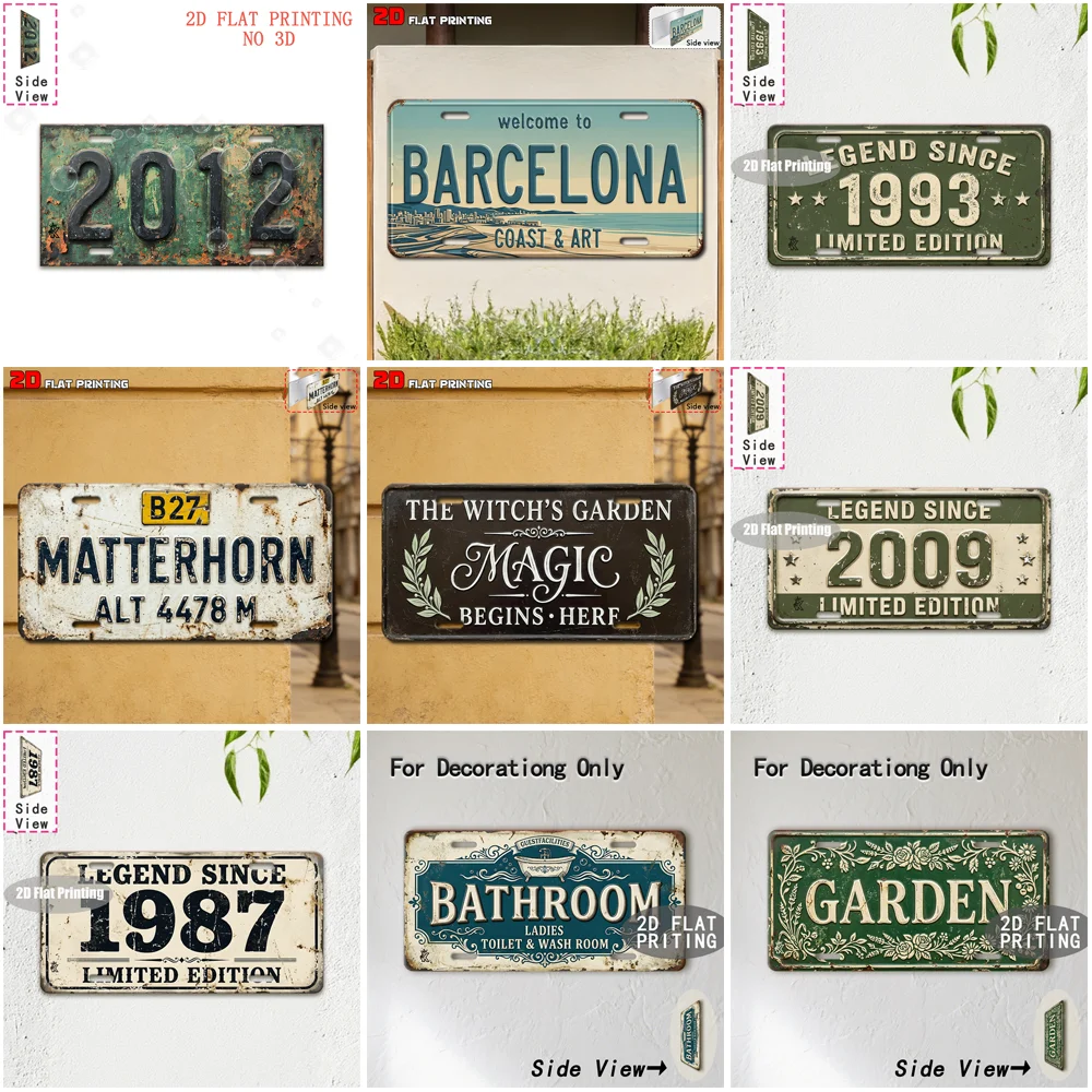 Vintage Distressed City Mountain Garden Bathroom Magic Year Slogan License Plate Metal Tin Sign Retro Wall Decor For Bar Cafe
