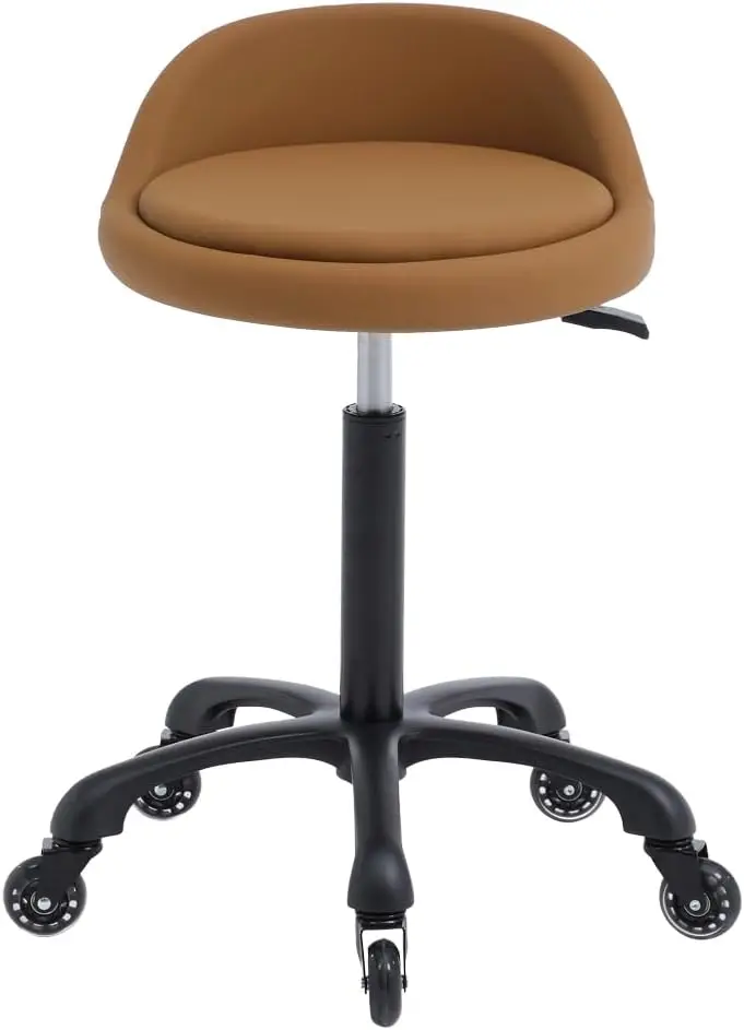 Hydraulic Adjustable Salon Stool with Back Support, 360° Swivel Wheels for Spa, Office & Home Use