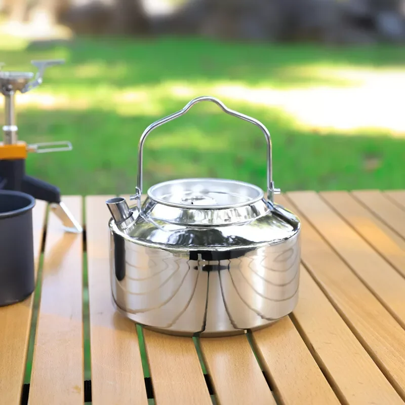 

1.2L Camping Teapot Stainless Steel Lightweight Hiking Campfire Water Teapot Outdoor Coffee Pot Portable Household Kettle New