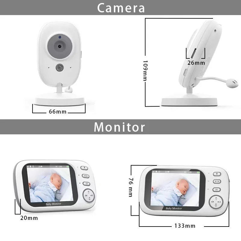 3.5-inch Baby Monitor Monitor: HD video, cry detection, remote viewing, secure cloud storage, easy to set up