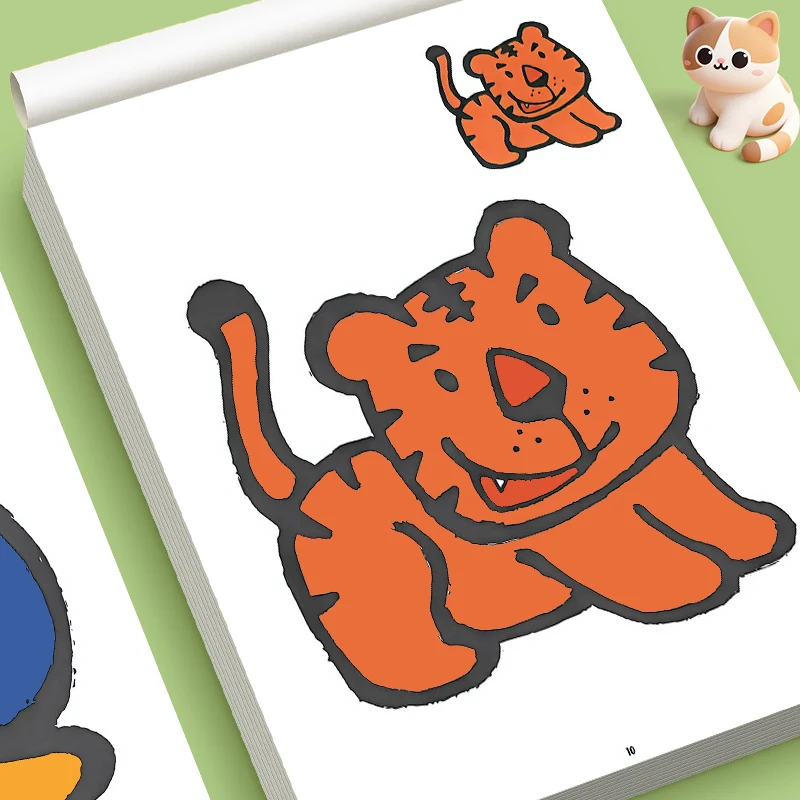 32 Pages Toddler Fun Coloring Activity Book with Rich Cartoon Patterns,Homeschool Parent-Child Interactive Painting Workbook