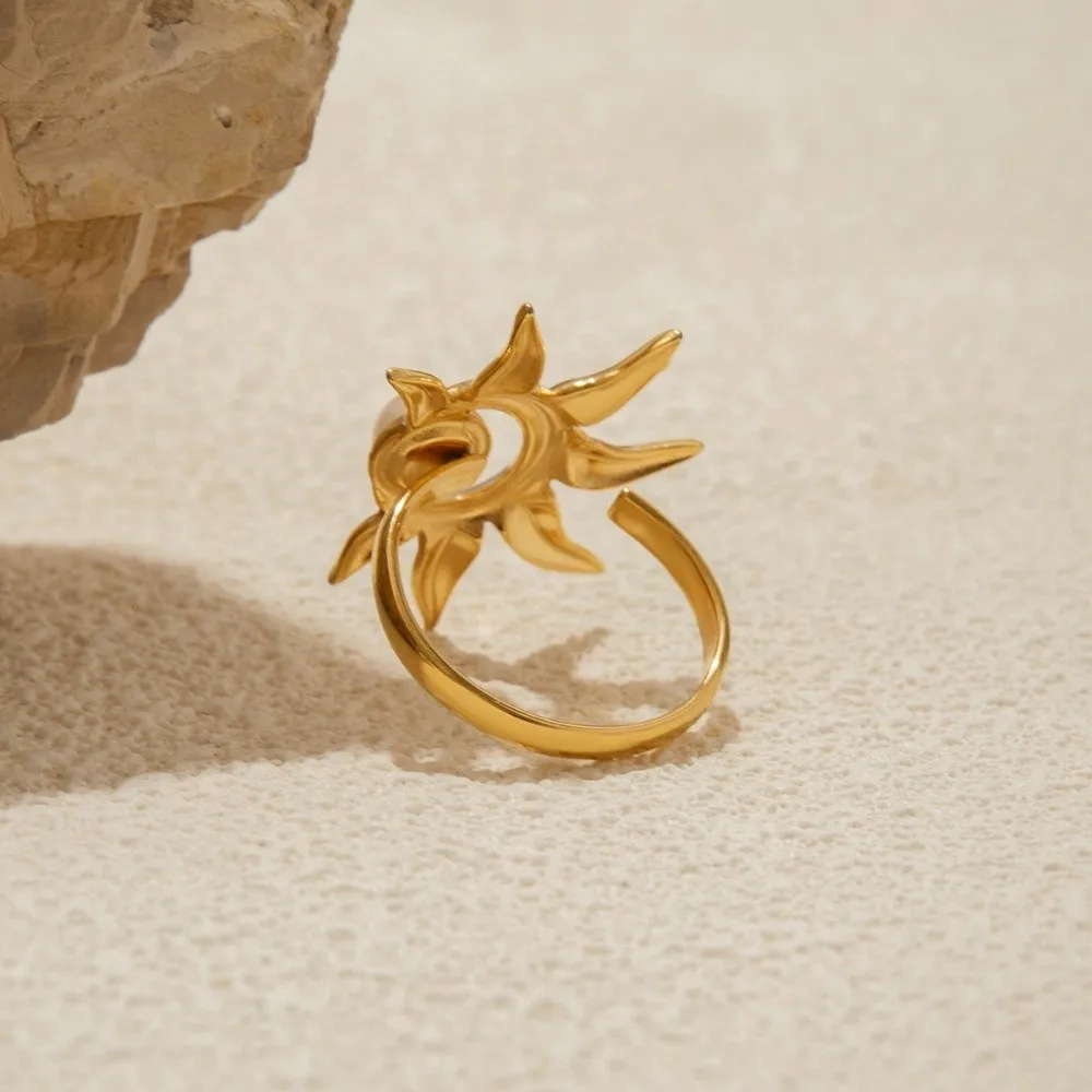 Fashion Spiral Sun Ring Metal Smooth Opening Finger Rings Advanced Sense Adjustable Hand Ornament Party