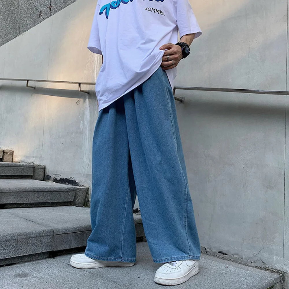 New Spring Men Korean Fashion Jeans men Streetwear Hip Hop Baggy Denim Trousers Straight Wide Leg cargo Pants pantalon homme