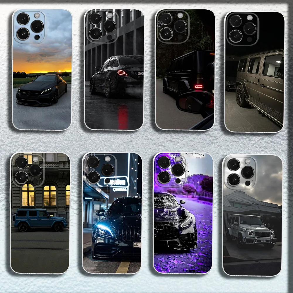 

Sport Car M-Mercedes Phone Case For iPhone 16,15,14,13,12,11 Plus,Pro,Max,XR,XS,Plus,SE,Mini Transparent Soft Cover