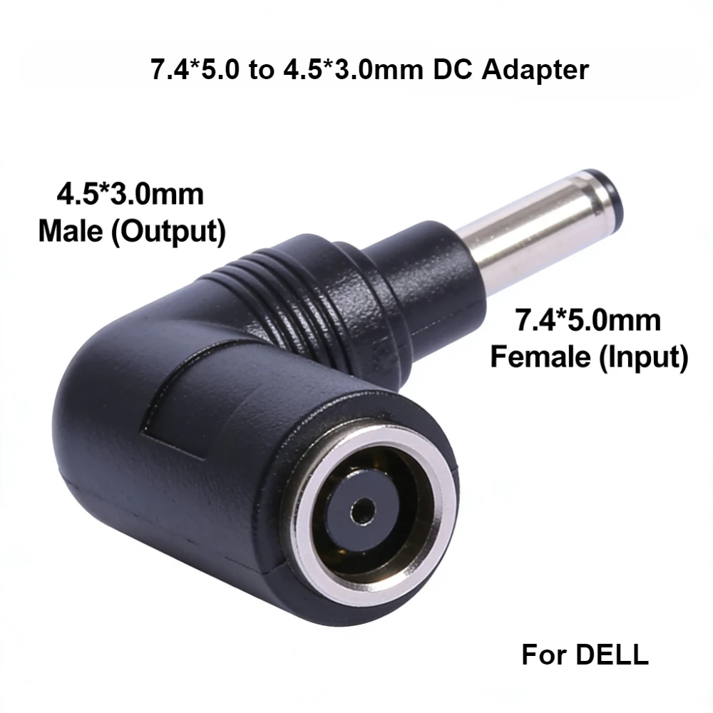 DC Power Adapter Plug Converter for Dell Laptop 7.4*5.0mm Female to 4.5*3.0mm Male with Pin Universal Compatibility Charging