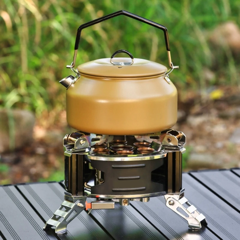 1L Stainless Steel Kettle Camping Stovetop Teapot with Folding Handle Outdoor Water Jugs Bottle Hiking Kitchen Tableware