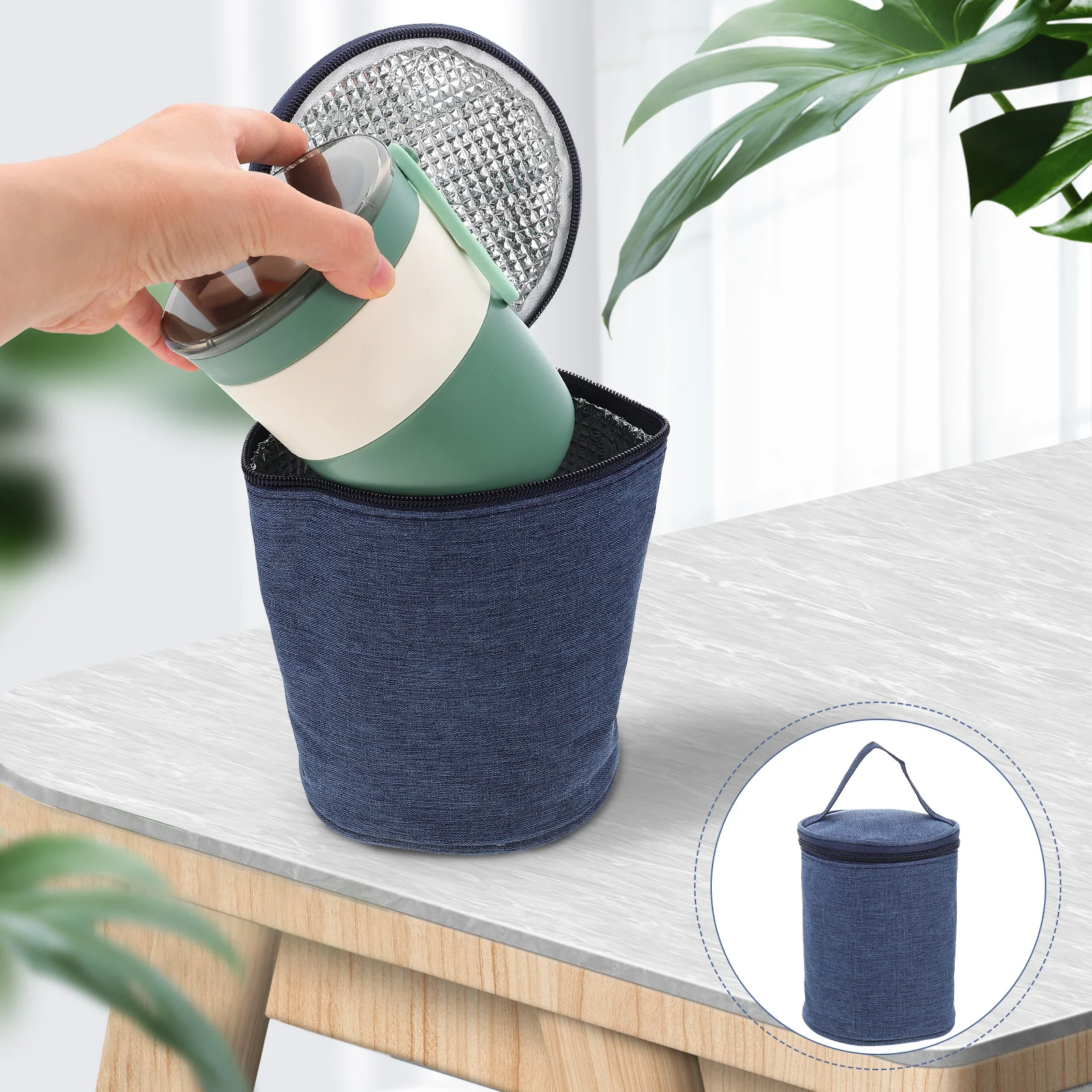 

Portable Thermal Insulation Bag Soup Cup Holder Wear Resistant Cooler Round Travel Bag Soft Alloy Heat Preservation Food
