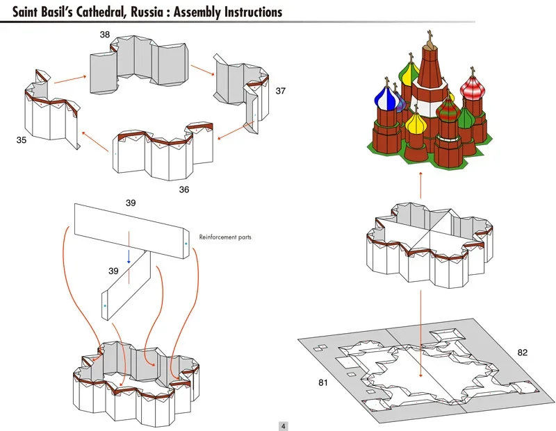 St. Basiliuskathedrale Russland Weltberühmtes architektonisches 3D-Papiermodellbauhandwerk