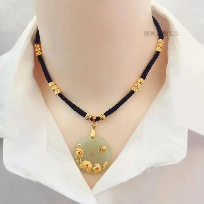 

‌Gold Plated Red Cord Maitreya Buddha Necklace for Women Vintage Style Spiritual Amulet Meditation Charm Stylish Jewelry Gift‌