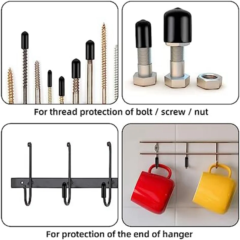 160 Uds. Tapas de extremo de goma de varios tamaños, tapas protectoras de rosca de tornillo flexibles, tapas redondas de cubierta de tornillo de perno de vinilo en 9 tamaños