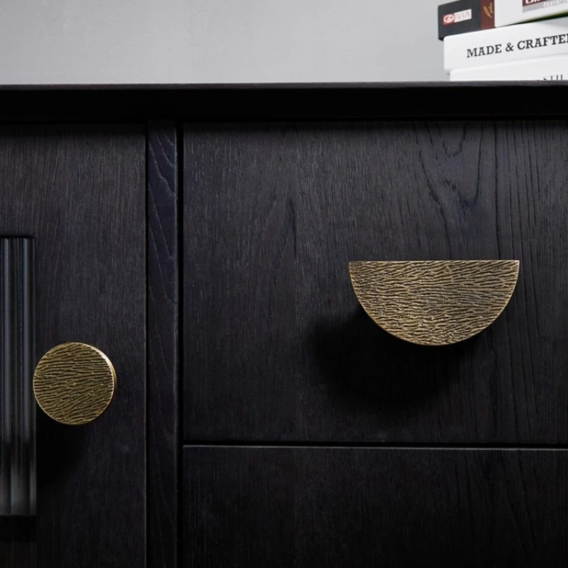 

Hammer patterned antique bronze brass cabinet door drawer modern minimalist cabinet kitchen circular antique style handle