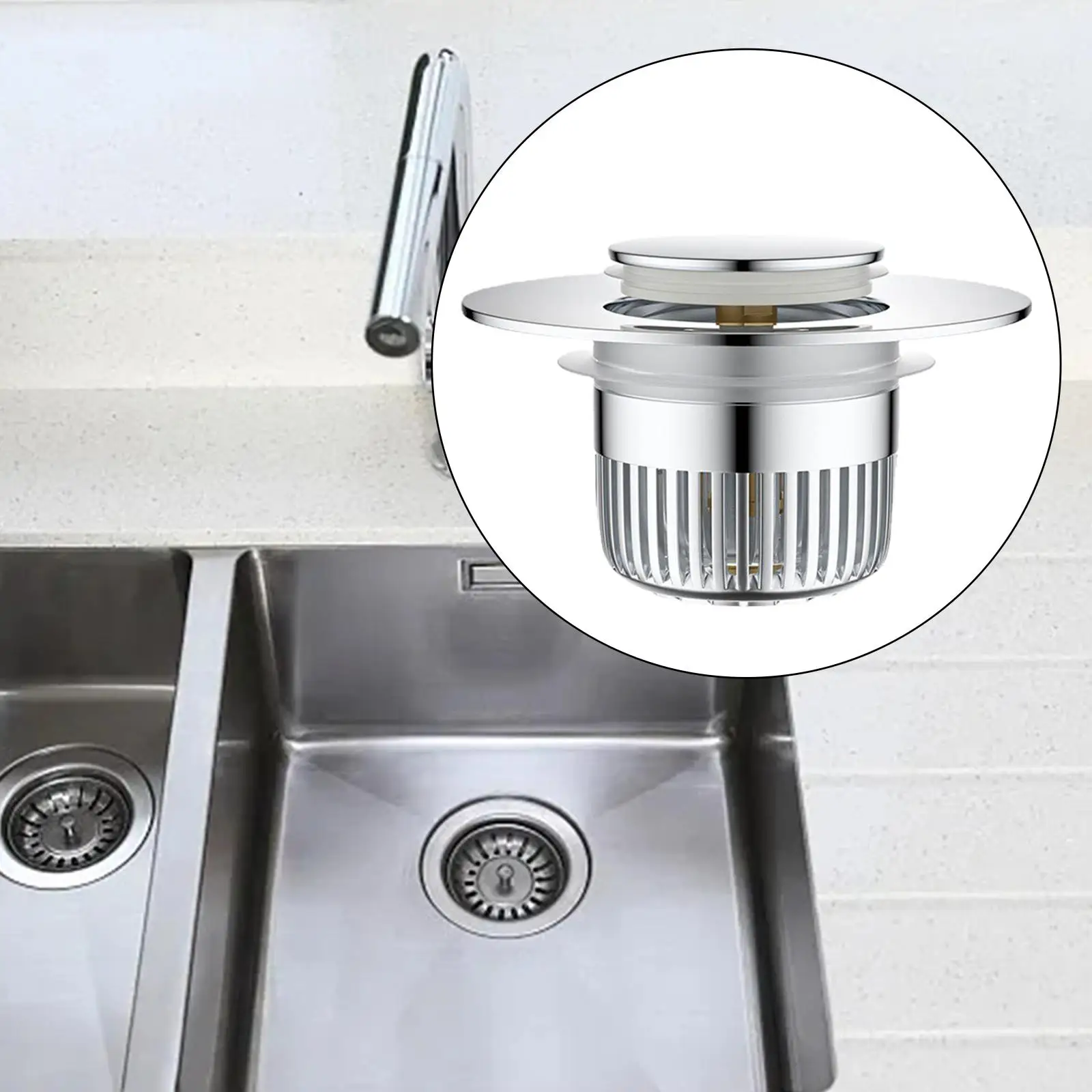 Sink Filter Anti Clogging Stainless Steel Kitchen Sink Strainer and Stopper