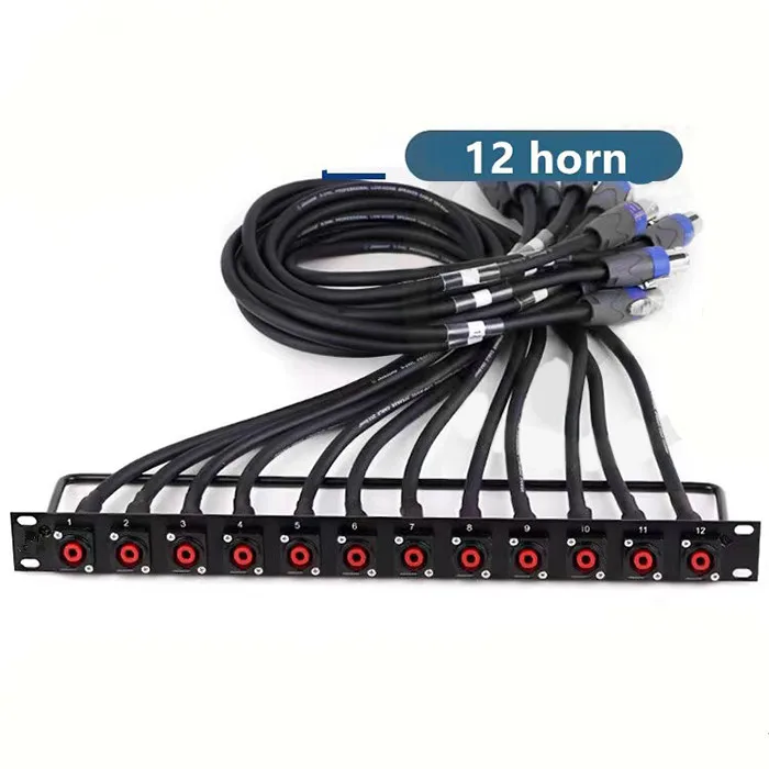 Cabo de 2*4mm² de 1 metro, 12 vias, 12 conectores, equipamento profissional de DJ, painel de rack de áudio, gabinete, painéis de sistema de som, Speakon de áudio.