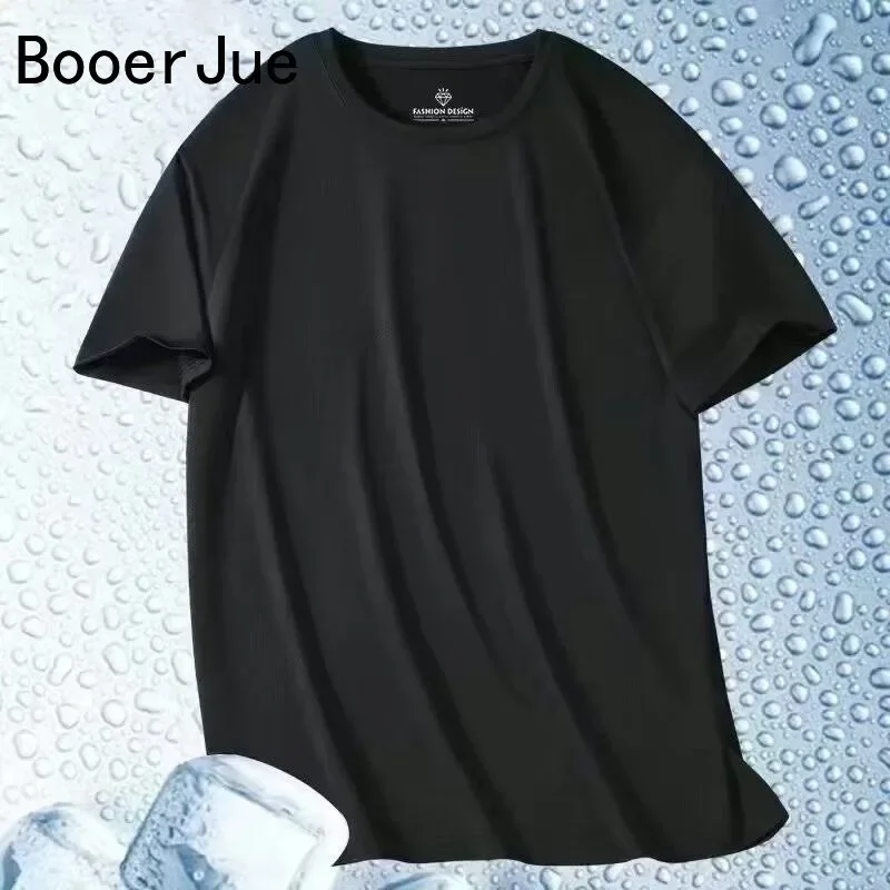 Outdoor 5XL Sommer Eisseide Herren T-Shirt Kurzarm Rundhals Atmungsaktiv Dünn Sport Lauf Schnelltrocknend Weich Elastisch – Detail 8