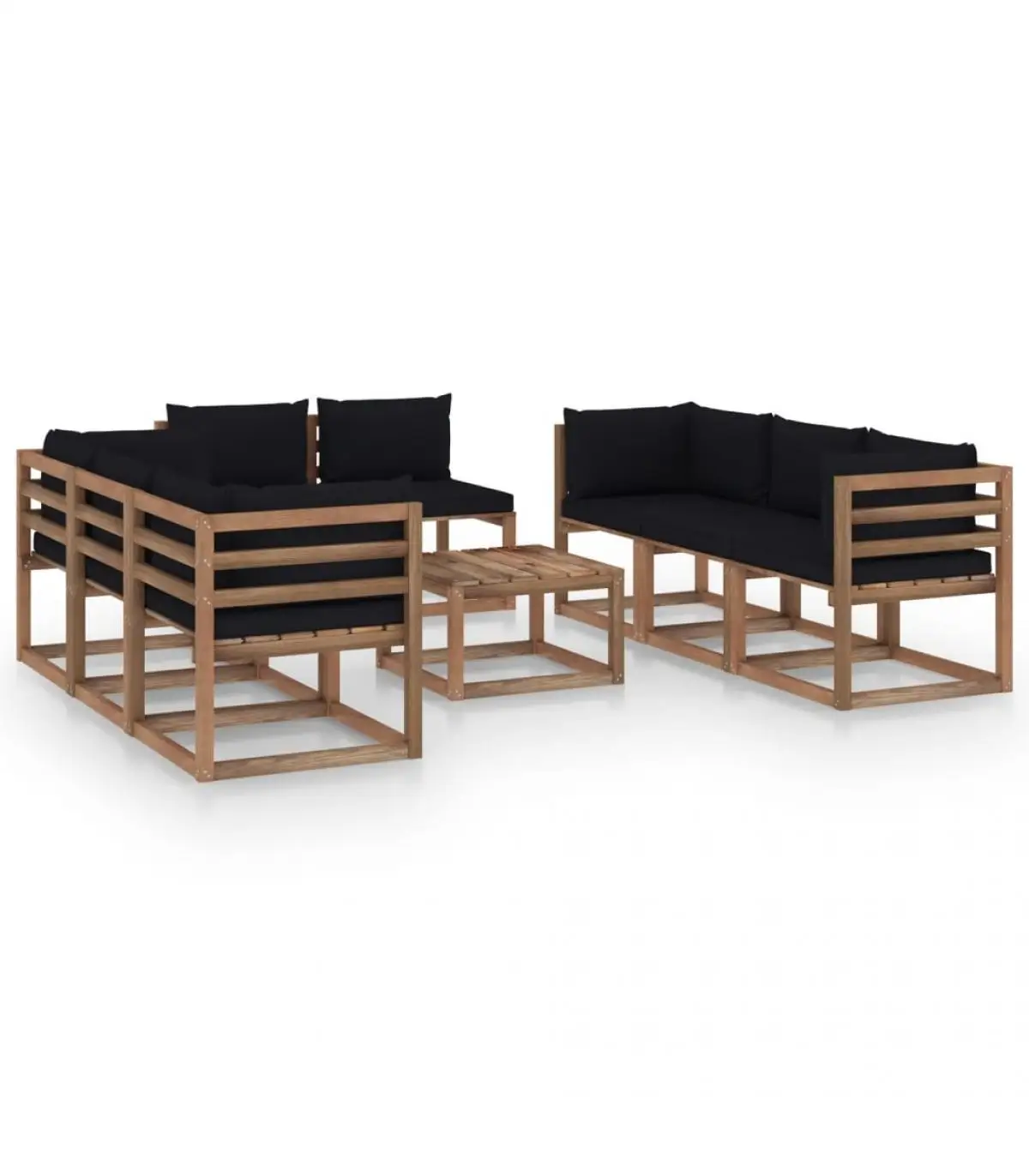 Garden sets garden furniture set 9 pieces with black cushions