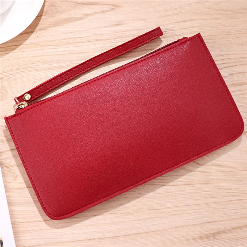 Moda donna PU Leather Zip Clutch Wallet Ladies Phone Storage Bags borsa lunga borsa porta carte di credito 6 colori 2024