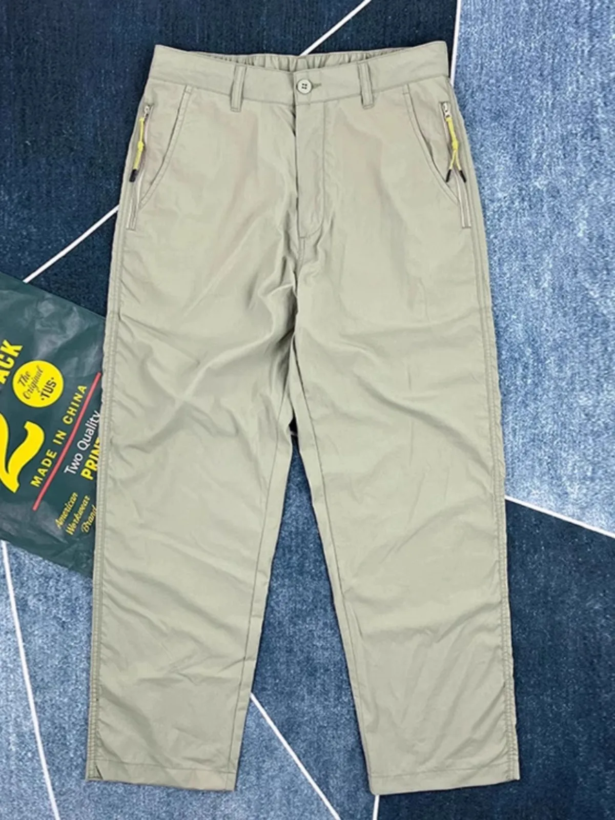 

Летние брюки большого размера Qui Dry Ice Silk, крутые легкие американские повседневные брюки, мужские свободные прямые длинные брюки