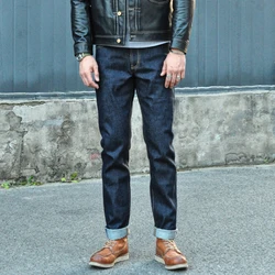 Saucezhan 310XX-18OZ Jeans for Men Selvedge Denim Jeans Slim Fit Autumn and Winter Jeans Pants Zipper Fly Heavyweight