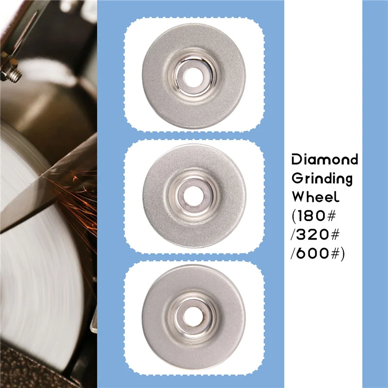 MAKE-3Pcs 56 มม.เพชร 180/320/600 บดล้อวงกลมสําหรับไฟฟ้ามัลติฟังก์ชั่ Sharpener เครื่องบด Sharpening