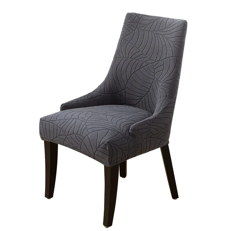 1PC Leaves Jacquard Chair Cover Solid Color Elastic Dining Chair Slipcover Stretch High Back Armchair Case Home Decor