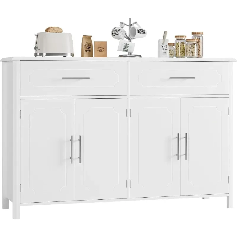 Sideboard Cabinet With Storage,White Coffee Bar Cabinet,Modern Kitchen Buffet Storage Cabinet