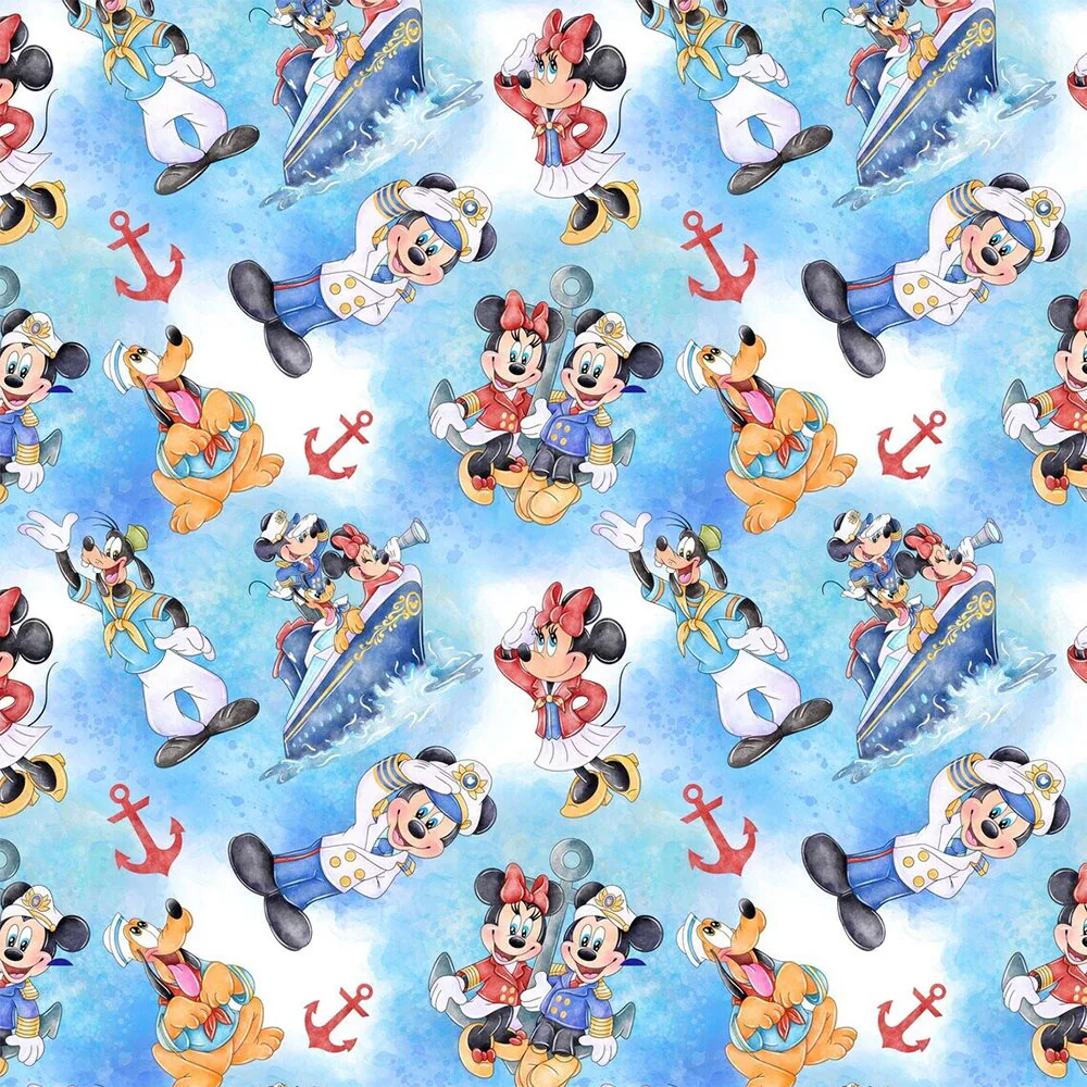 Disney Mickey Mouse 50*145cm Polyester 100% Cotton Fabric Sewing Quilting Fabric Needlework Material DIY Handmade Patchework