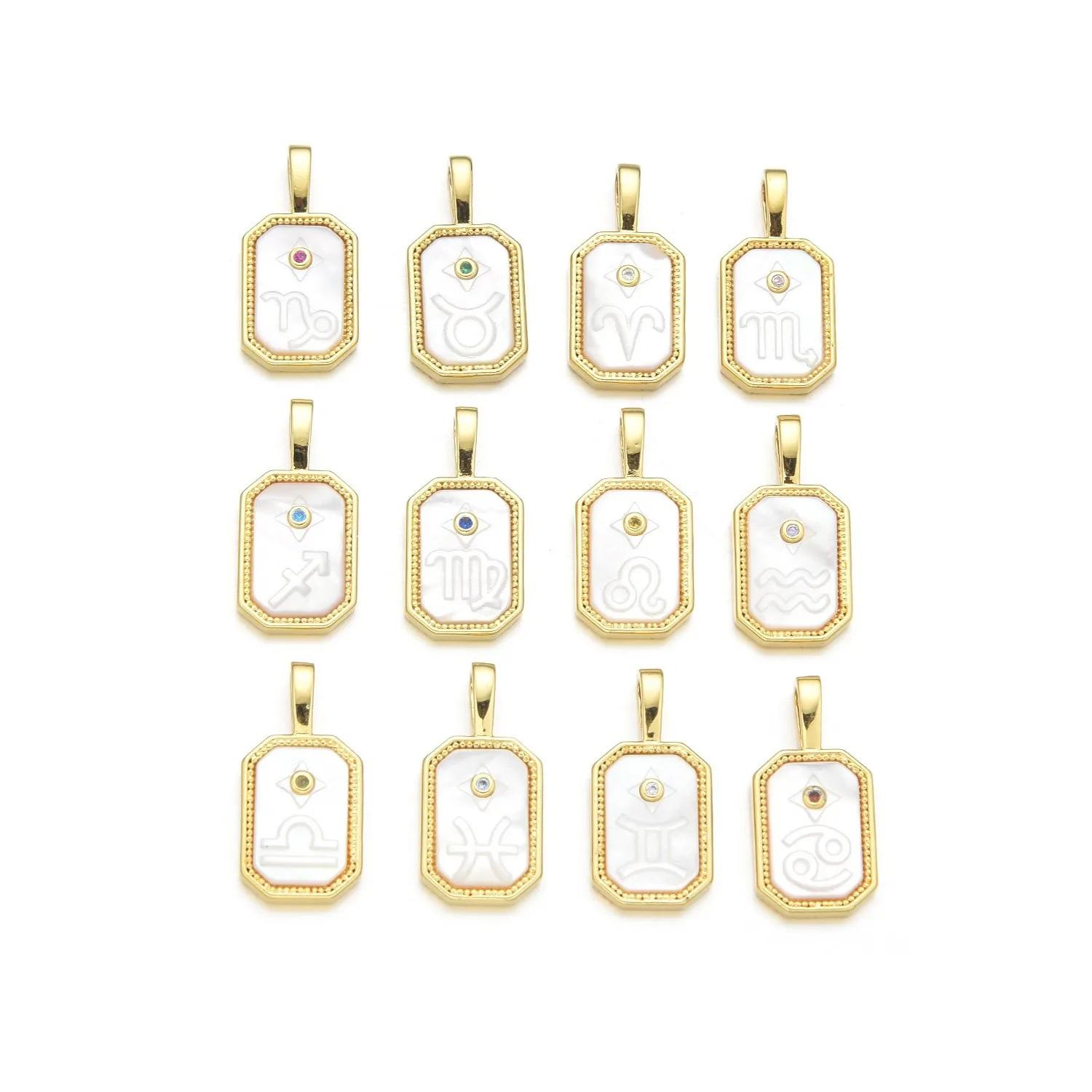 5pcs Europe and The United States Twelve Constellations Shell Necklace Pendant Accessorie DIY Jewelry Making Materials Wholesale