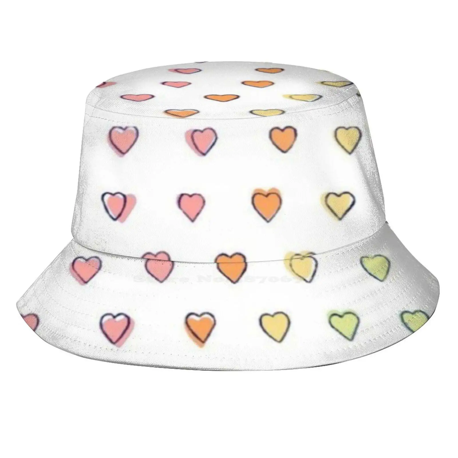 Preppy Hearts Sun Cap Fisherman Hat Bucket Hats Color Rainbow Preppy Hearts Preppy Monkeys Girly Vsco Love