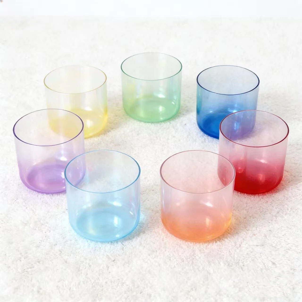 Hey-eun 7 notes CDEFGAB Color Clear Chakra Bowl Set 440hz/432hz Alchemy Singing Bowl Alchemy Crystal Bowl with Accessories