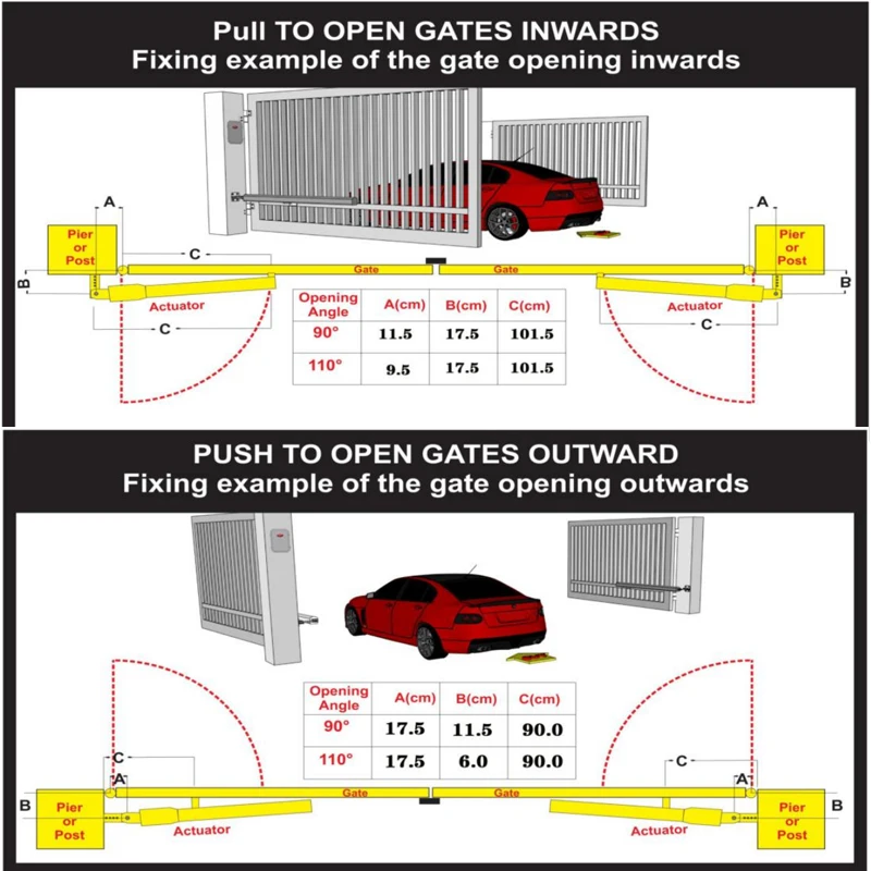 Imagem -04 - Automático Dual Arms Elétrico Swing Porta Portão Abridor Operador Atuador do Motor Mais Perto com Gate Lock Controle de Acesso Kits 200kg