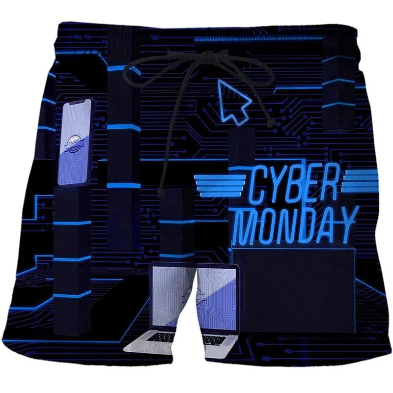 

Summer Cool 3D CYBER MONDAY Printing Beach Shorts Men Fashion Board Shorts AI Graphic Swimming Shorts Streetwear Clothing Pants