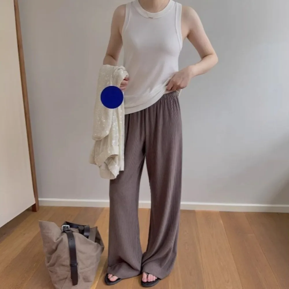 Silk and Cashmere Blend Thin Casual Pants